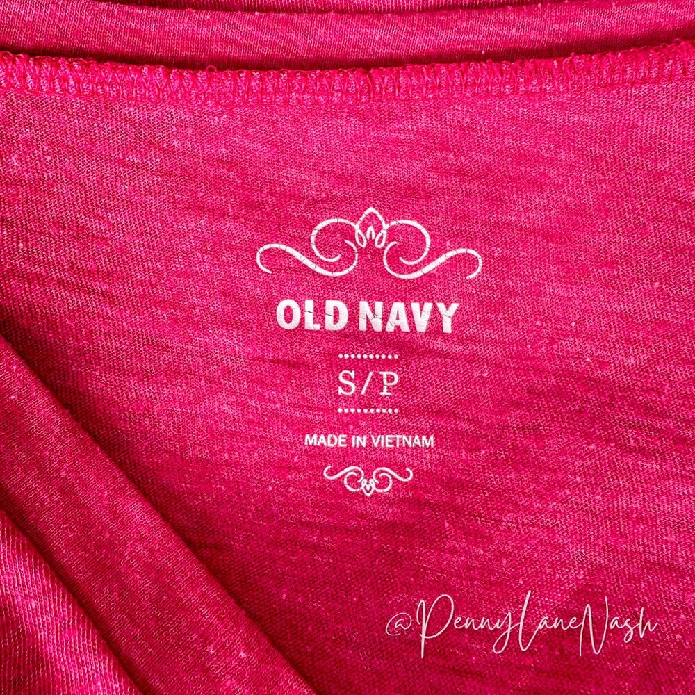 Old Navy Tri blend Short Sleeve V Neck Tee Shirt Pink - Picture 5 of 7